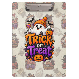 Süßer Trick-or-Treat-Geist-Halloween-Clipboard Klemmbrett