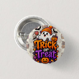 Süßer Trick-or-Treat-Geist Halloween-Knopf Button