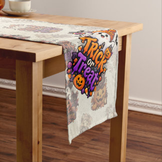 Süßer Trick-or-Treat-Geist Halloween-Tischläufer Mittelgroßer Tischläufer