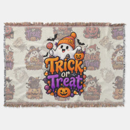 Süßer Trick-or-Treat-Geist Halloween-Webteppich Decke