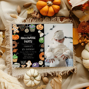 Süßer Trick-or-Treat-Halloween-Foto-Geburtstag Einladung
