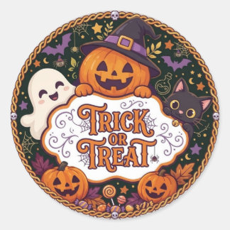 Süßer Trick-or-Treat-Halloween-Partyartikel Runder Aufkleber
