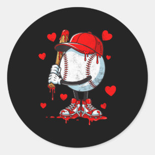 Süßer triefender Baseball-Liebhaber Valentinstag J Runder Aufkleber