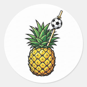 Süßer Tropischer Fußball Ananas Sommer Sport Aufkl Runder Aufkleber