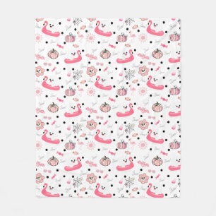 Süßer tropischer Halloween - Geister & Flamingo Fleecedecke