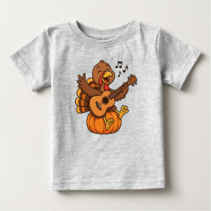 Süßer Truthahn mit Gitarre zum Erntedankfest Baby T-shirt