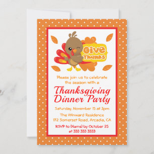 Süßer Truthahn Thanksgiving-Dinnerparty Einladung