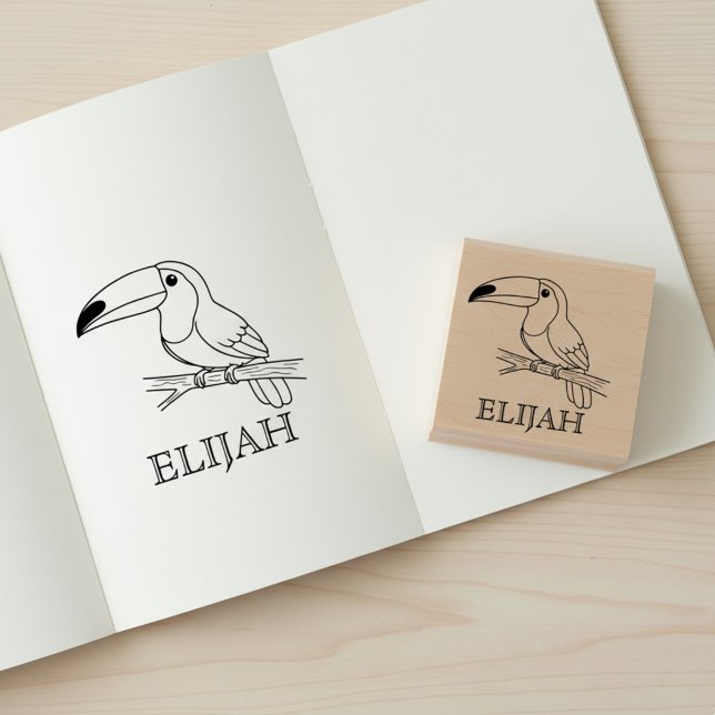 Süßer Tukan mit Namensstempel Gummistempel (Toucan with name stamp.)