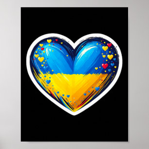 Süßer Ukrainischer Bynner Fan Ukraine-Flagge Herz Poster