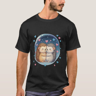Süßer umarmender Igel in sternenklarer Bubble Kawa T-Shirt