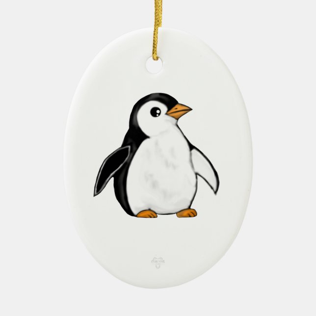 Süßer und dicker Pinguin-Schneeflocken-Ornament Keramik Ornament (Vorne)