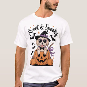 Süßer und Gruseliger Hund Halloween T-Shirt