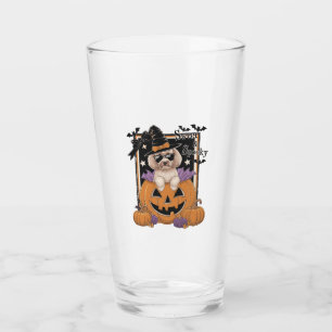 Süßer und Gruseliger Pudel und Kürbis Glas