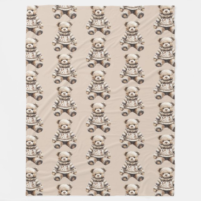 Süßer und Kuscheliger Teddybär Fleecedecke (Vorderseite)