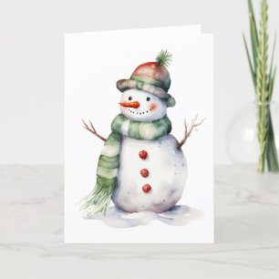 Süßer und realistischer Schneemann LEER Feiertagskarte
