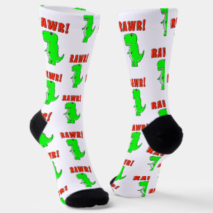 Süßer und wütender grüner Cartoon-T-Rex-Dinosaurie Socken