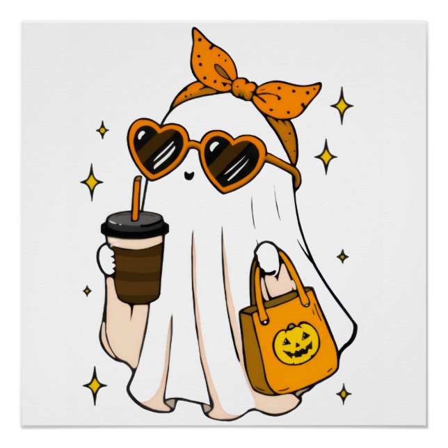 Süßer unheimlicher Saison-Geist mit Eiskaffee und  Poster (Vorderseite)