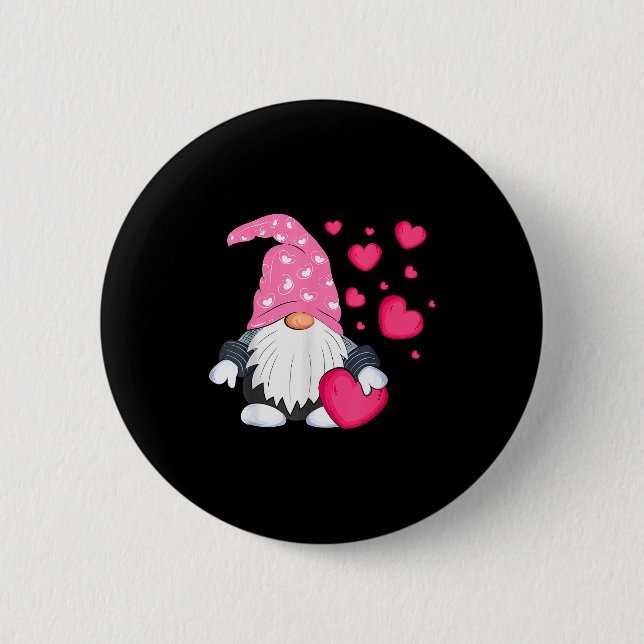 Süßer Valentins-Gnom mit Herzballon Frieden L Button (Vorderseite)
