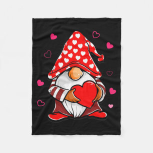 Süßer Valentins-Gnom mit Herzballon Frieden L Fleecedecke