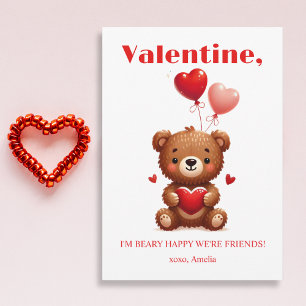 Süßer Valentinsbär Herzballon Freundschaft Feiertagskarte