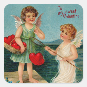 Süßer Valentinsgruß Quadratischer Aufkleber