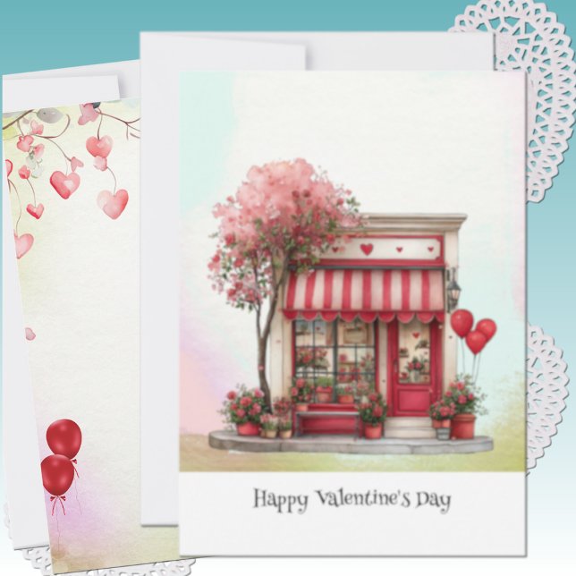 Süßer Valentinsladen Flat Feiertagskarte (Von Creator hochgeladen)