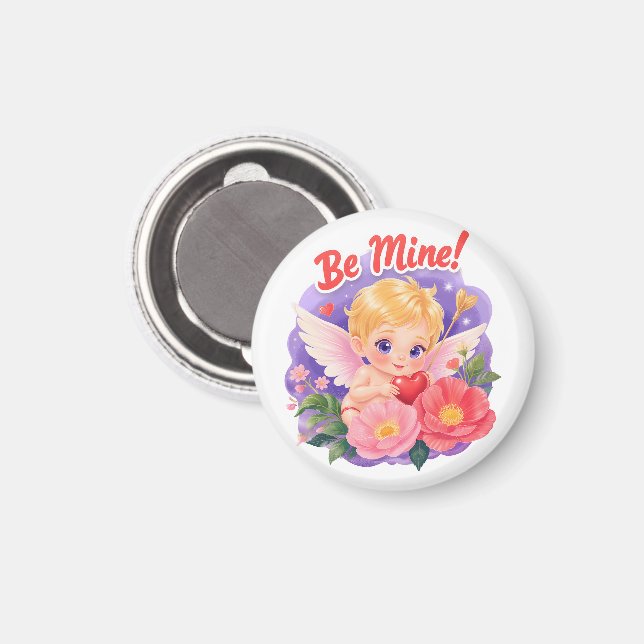Süßer Valentinstag-Cupid mit "Sei Mein" Magnet (Vorderseite/Rückseite)