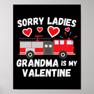 Süßer Valentinstag Enkel Lustiger Feuerwehrwagen K Poster