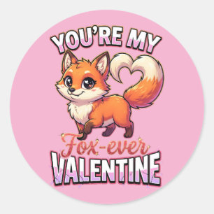 Süßer Valentinstag-Fuchs – Du bist mein Fuchs-imme Runder Aufkleber