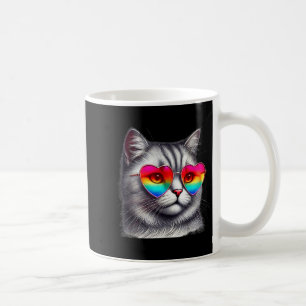 Süßer Valentinstag Graue Katze Herz Sungles Frauen Kaffeetasse