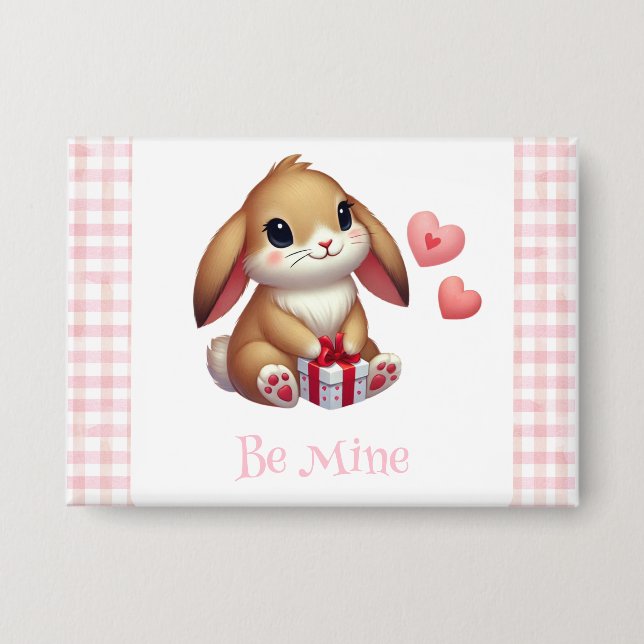 Süßer Valentinstag-Hasenkaninchen  Button (Vorderseite)