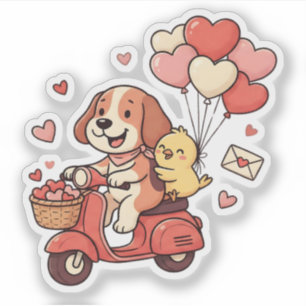 Süßer Valentinstag-Hund-Roller Custom Aufkleber