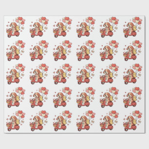 Süßer Valentinstag-Hund-Roller Custom Geschenkpapier