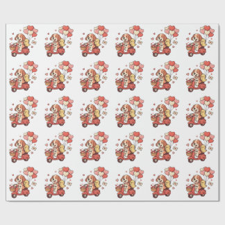 Süßer Valentinstag-Hund-Roller Custom Geschenkpapier