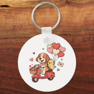 Süßer Valentinstag-Hund-Roller-Herz-Ballon individ Schlüsselanhänger