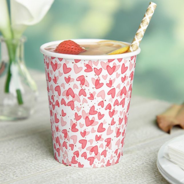 Süßer Valentinstag  Pappbecher (sweetheart,valentine's  day, paper cups,baby shower, birthday,valentine's party,heart pink red,)
