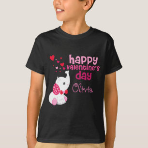 Süßer Valentinstag Rosa Elefant Benutzerdefinierte T-Shirt