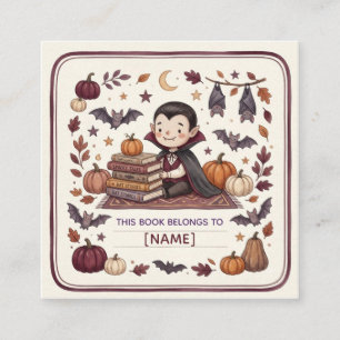 Süßer Vampir-Halloween-Buchbesitzer-Sticker für Ki Begleitkarte