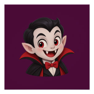 Süßer Vampir Halloween Cartoon Poster