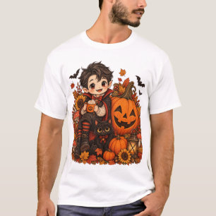 Süßer Vampir Halloween-Kürbis-Katze Gruseliger Her T-Shirt
