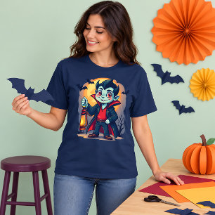 Süßer Vampir mit Laterne Kawaii Halloween T-Shirt