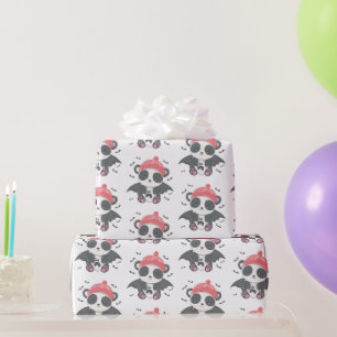 Süßer Vampir-Panda-Fledermäuse-Geist-weißer Hallow Geschenkpapier
