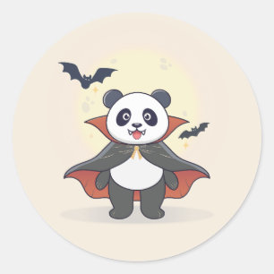 Süßer Vampir-Panda mit Kapuze und Fledermäusen Runder Aufkleber