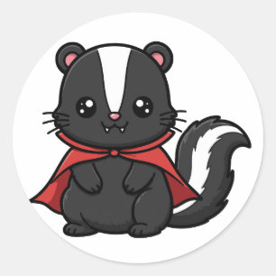 Süßer Vampir Skunk Halloween Runder Aufkleber