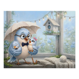 Süßer Vater Vogel Familienwandposter Poster