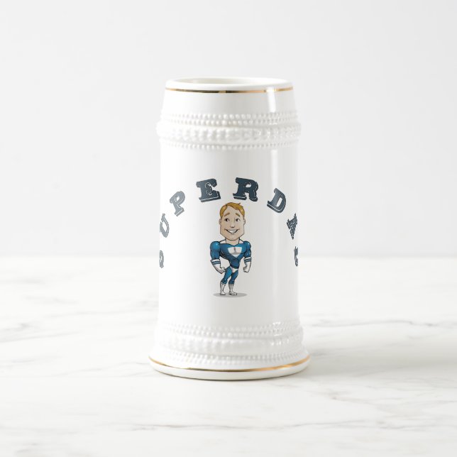 Süßer Vektor-Cartoon Super-Dad Bierglas (Mittel)