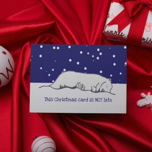 Süßer verschlafener Eisbär Weihnachtsgrüße zum Spä Feiertagskarte
