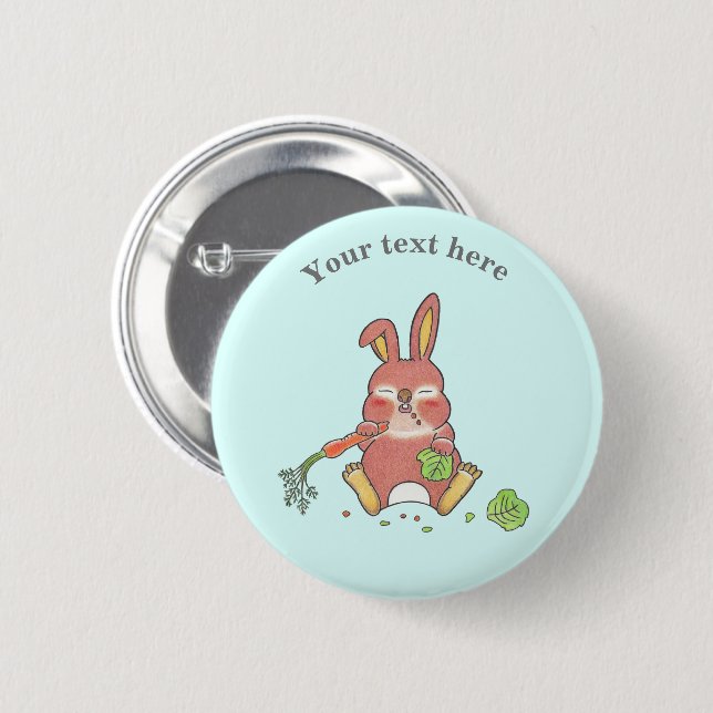 Süßer verschlafener Hase Blau Button (Vorne & Hinten)