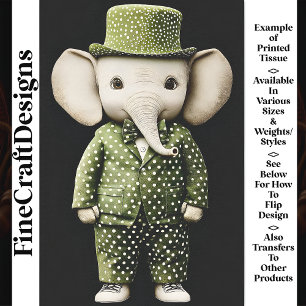 Süßer verspielter Elefant mit Hut AS9 Decoupage Seidenpapier