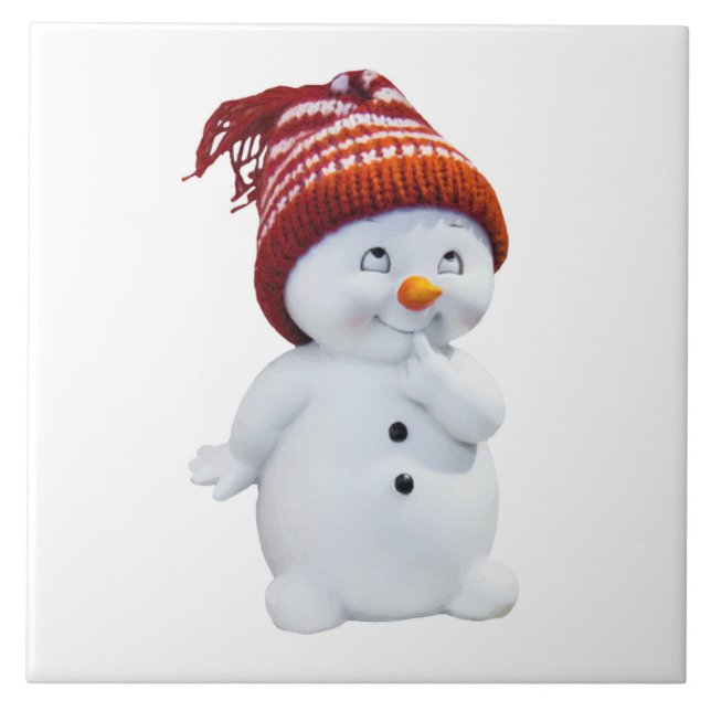 SÜßER VERSPIELTER SCHNEEMANN FLIESE (Vorderseite)